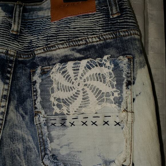 Upcycled Repurposed Distressed Decibel Cut Off‎ Shorts Sz 30 - Picture 7 of 10